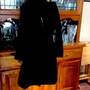 Samuel Dong long black trench coat, size S